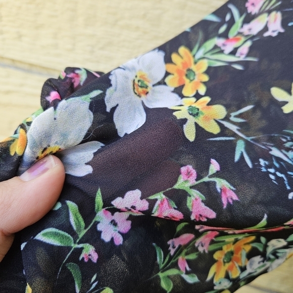 Yumi Kim Hey Jude long sleeve square neck mini dress Eden Black floral size 4 - Picture 5 of 9